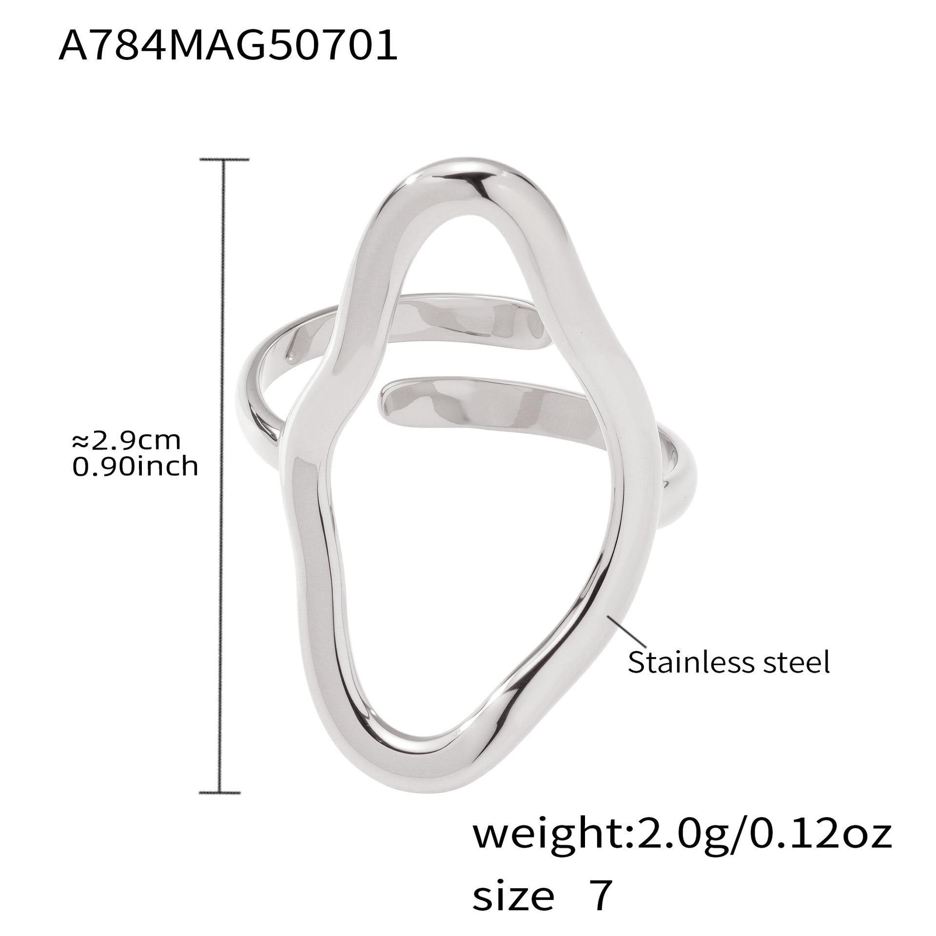 Qiong Yao 18K Gold Geometric Open Ring: Bold European American Style, Stainless Steel Index Finger Design Size 7