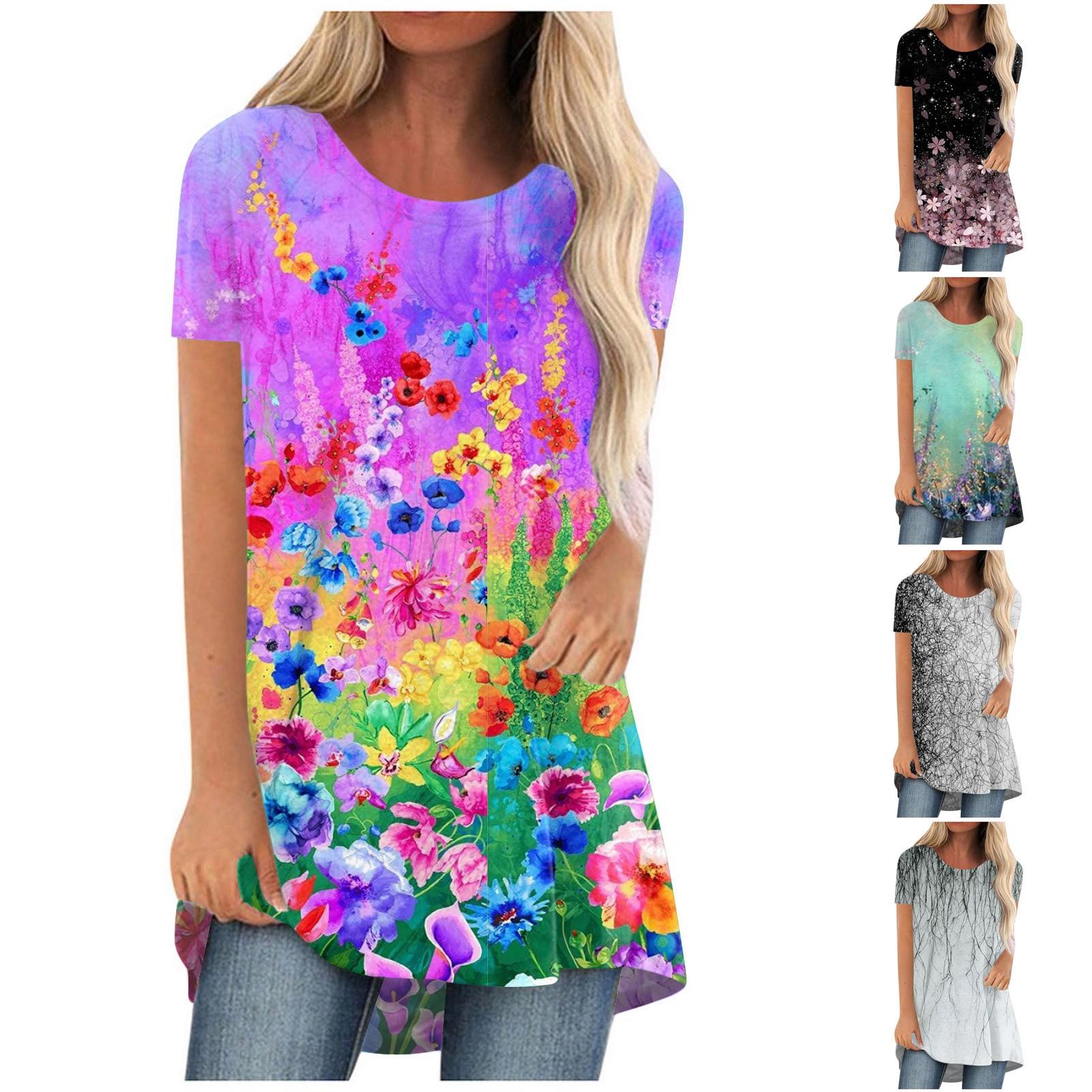 

Женская повседневная футболка с короткими рукавами и принтом