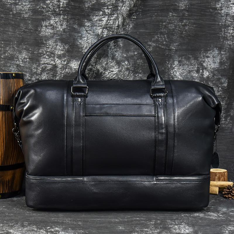 Men Leather Travel Bags Women Travel Bag Luggage Cow Leather Travelling Duffle Bag Handbags Large Size Male Female Weekend Bag