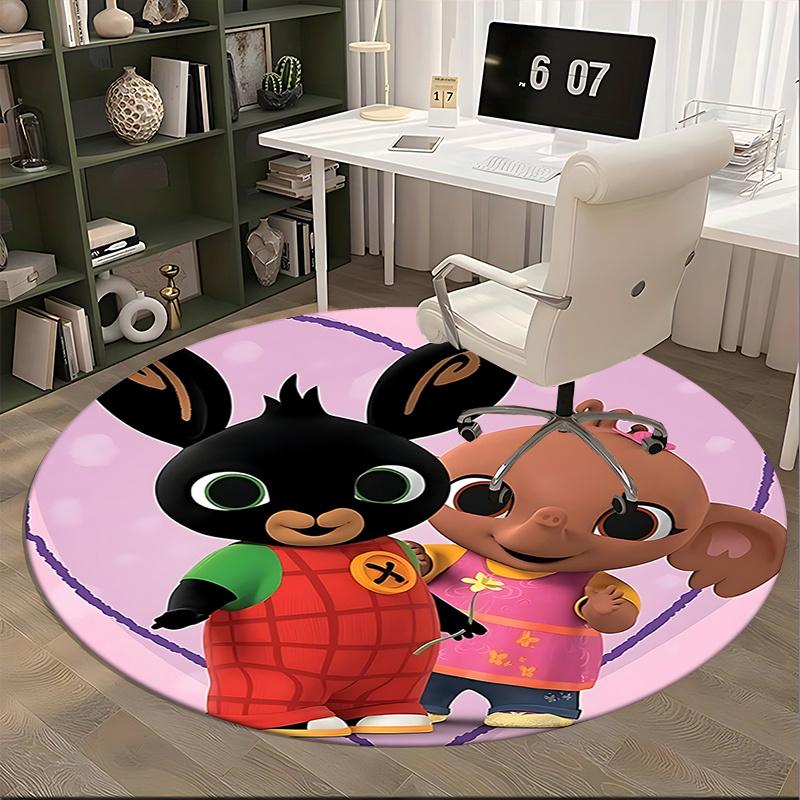 Charming Cartoon Character Chair Mat - Round Carpet for Home Decor