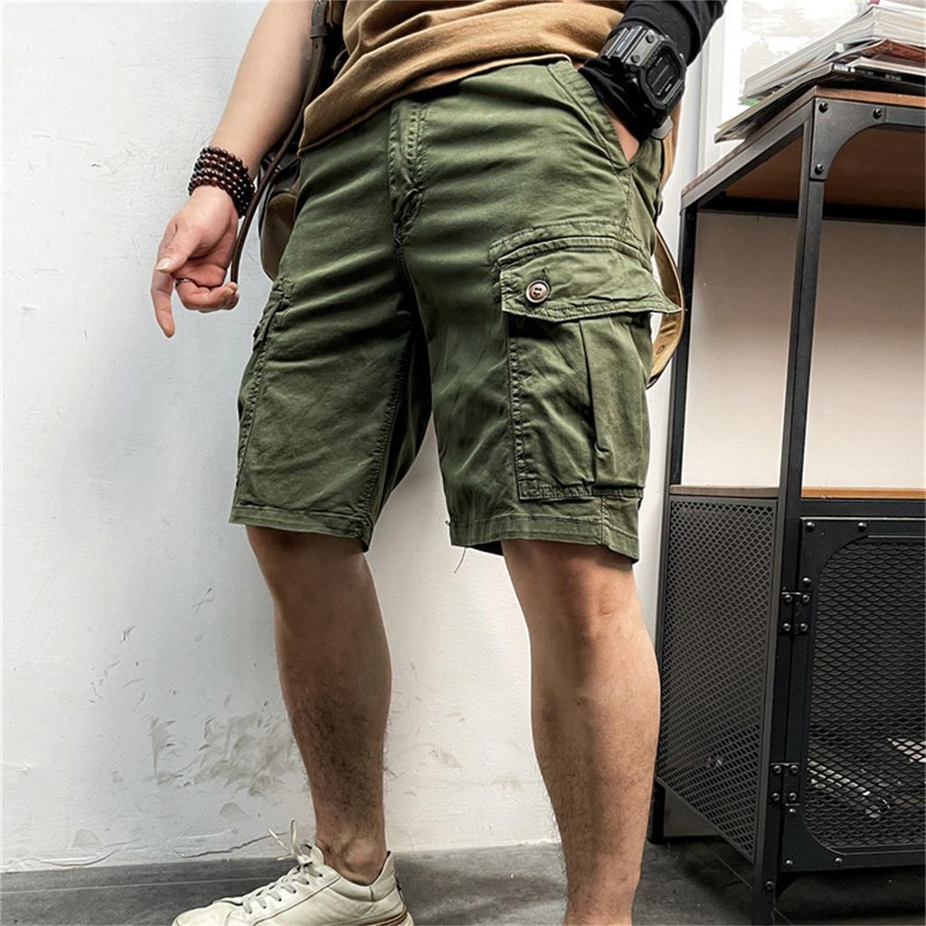 Men's Cargo Half Shorts With Draw String Short Pants Summer Baggy Elastic Waist
