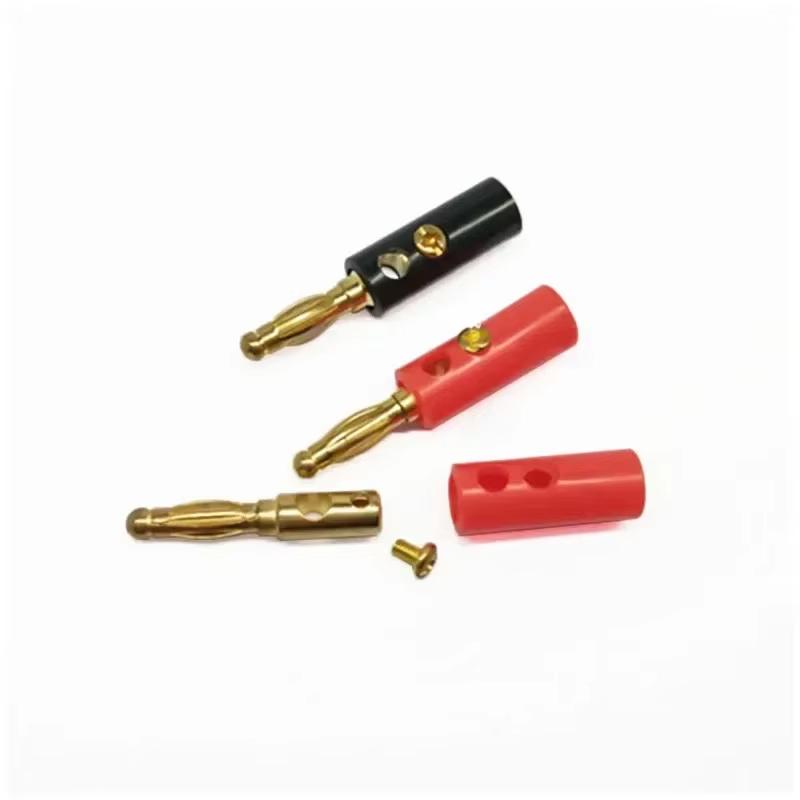 10pcs 4mm Gold Plated Lantern Type Banana Plugs Audio Connectors Screw Fixed Stackable Jack Solderless Speaker Wire Plugs