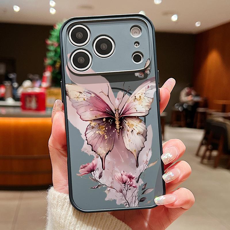 Pink Butterfly Watercolor Pattern Case For iPhone 17 Pro Max Magnetic For Magsafe Skin Feeling Cover For iPhone 16 15 14 13 Pro Max