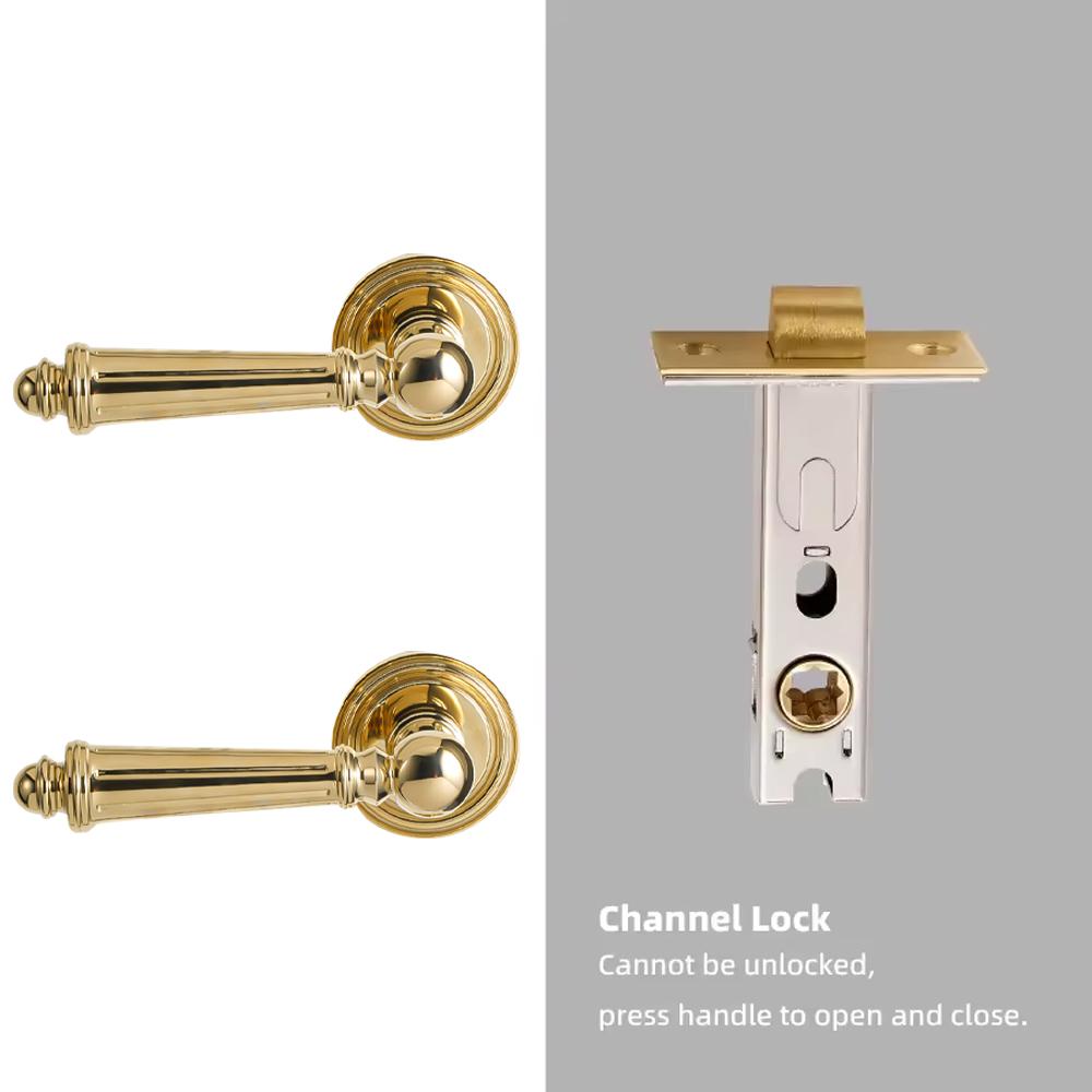 

Dooroom Brass Door Lever Set Shiny PVD Higher Quality Interior Bedroom Bathroom Door Lever Dummy Passage Hardware Door Locks