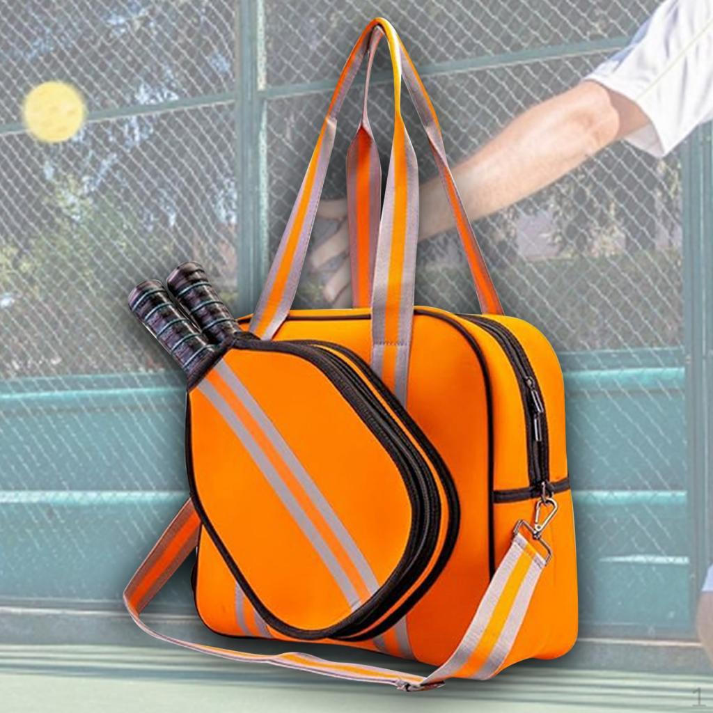 Badminton Shoulder Bag Large Handbag for Adults Pickleball Racquet Orange