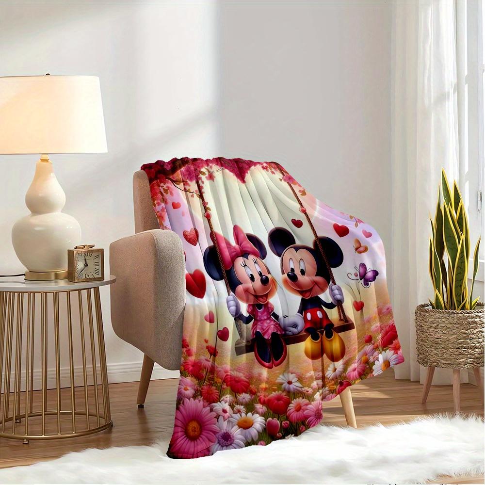 1pc Flannel Mickey and Minnie Love Valentine's Day Romantic Bedroom Bed Cover Sofa Blanket Gift Home Decoration