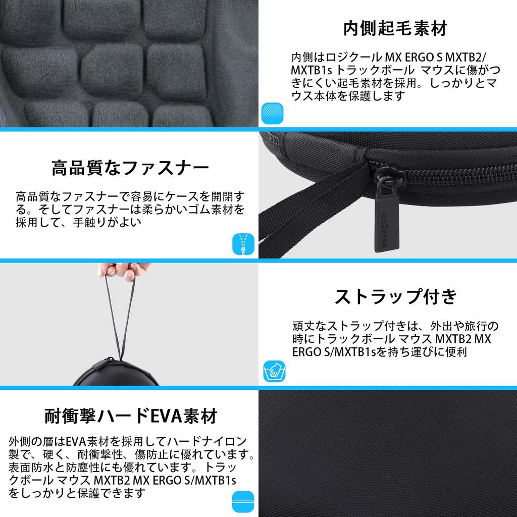 Logitech MX ERGO MXTB2d/MXTB1s Bluetooth Wireless Trackball with Convenient Hard Case Bag for Travel, Black - co2CREA (Case Only)