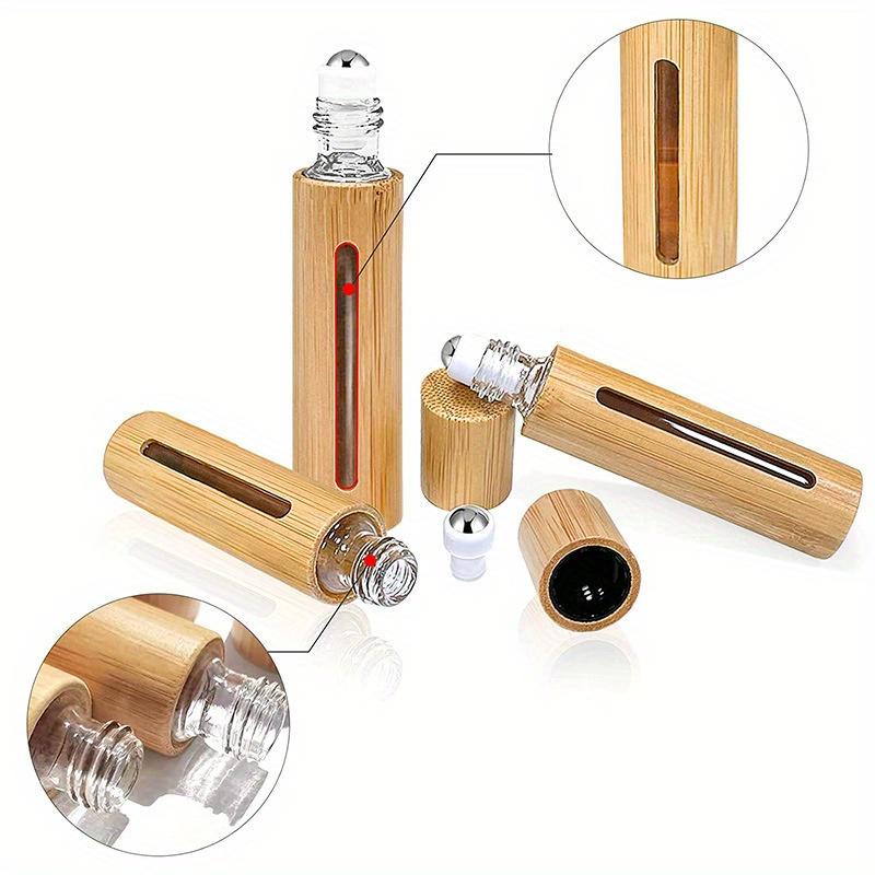 5ml 10ml Bamboo Wood Bottle Perfume Empty Oil Bottle Stainless Roll On Ball Perfume Aromatherapy Bottle Oil Roller Bottle