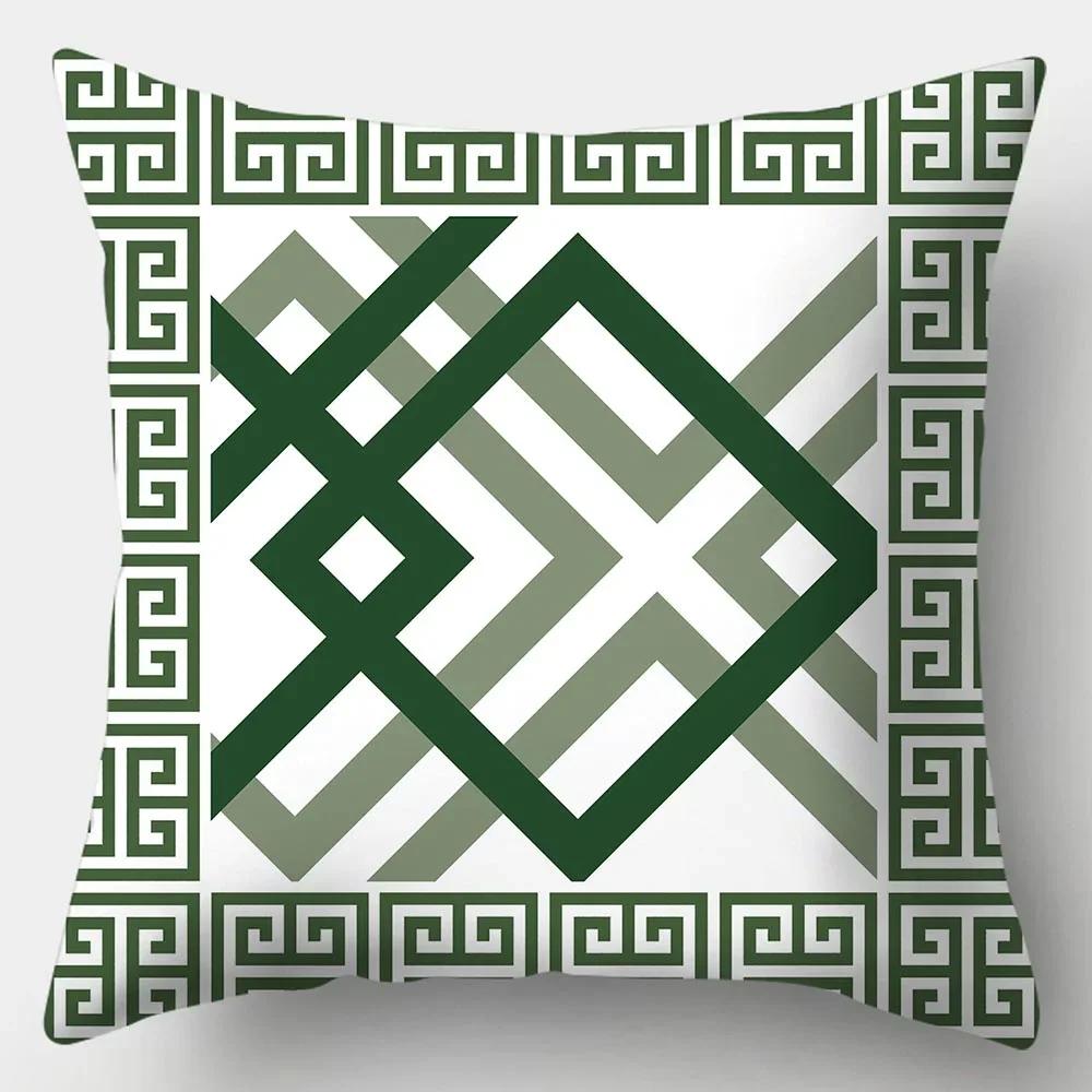 Home Decor Geometric & Leafy Patterned Digital Print Pattern Cushion Cover Suitable for Sofa Bedroom Car Pillow Cover