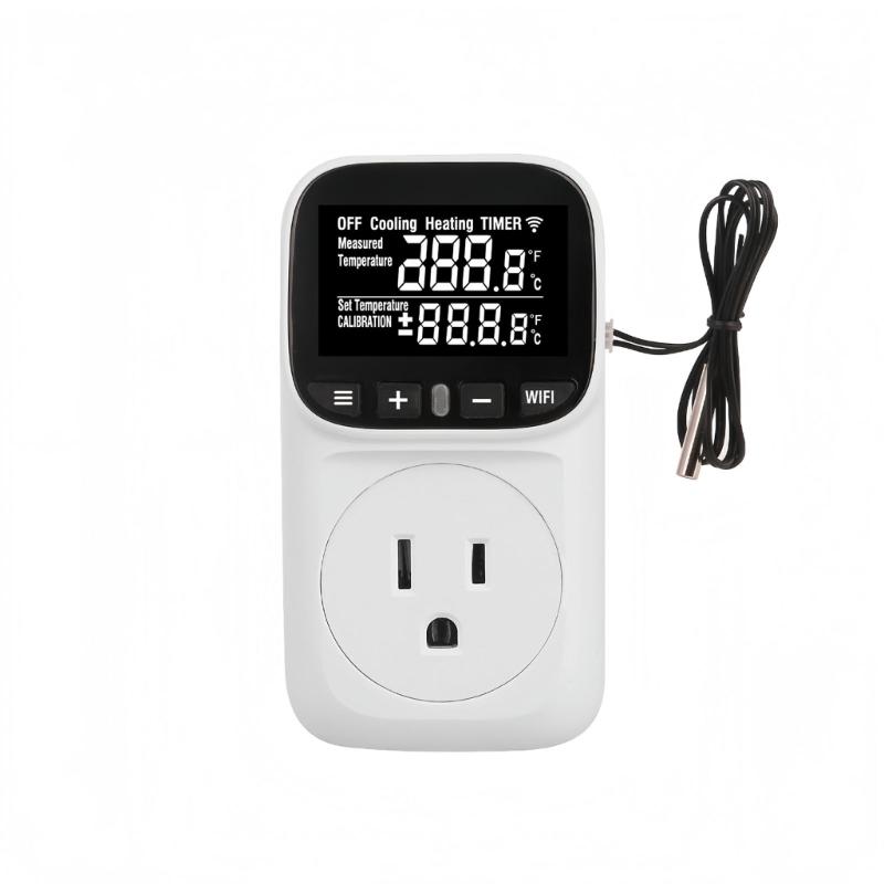 Controlled WiFi Thermostats Outlet with Timer Function & LED Indicates Programmable Socket for Indoor Appliances