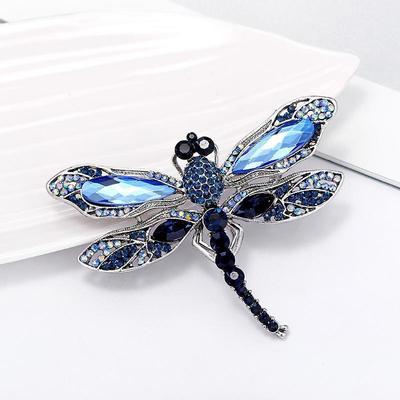 Trendy Blau Kristall Vintage Libelle Broschen Für Frauen Hochwertige Mode Insekt Brosche Pins Mantel Zubehör Tier Schmuck