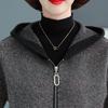 Middle Age Women Hooded Cardigan Spring Autumn Casual Coat Mom Long Sleeve Warm Wool Jacket Outerwear