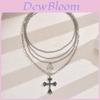 Hiphop Layered Cross Pendant Necklace For Women With Geometric Alloy Design