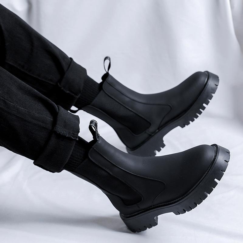 Chelsea boots men's autumn new thick-soled high-top cigarette boots retro British style versatile tooling Martin boots 9792-R