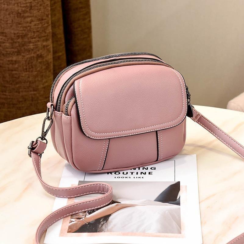 2023 New Pure Color Small Bag Soft Leather Women's Bag Fashion Casual Crossbody Bag