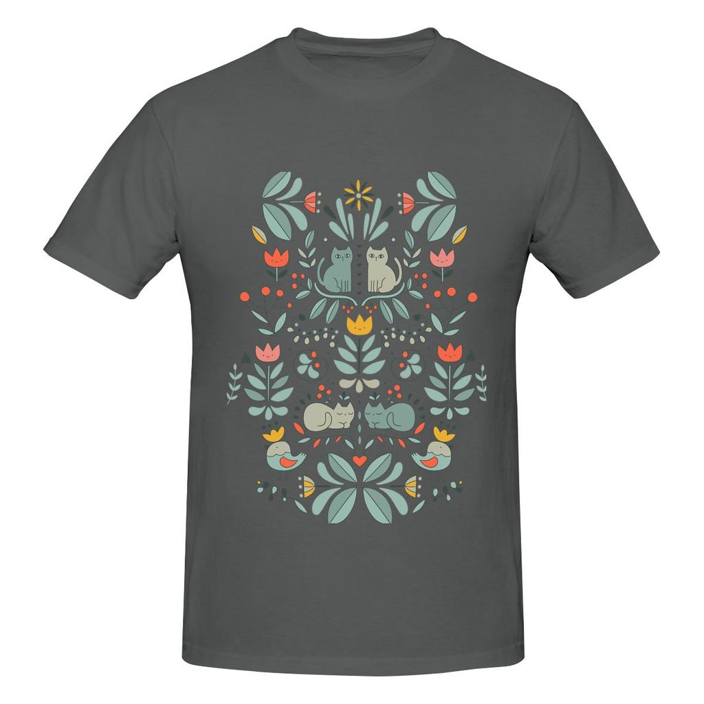 Swedish Folk Cats Lengthening Tshirt Urban Casual Soft Tones Tees