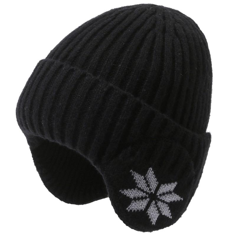 

Зимние теплые плюшевые вязаные береты для мужчин и женщин, снежные шапки-бини с черепом, унисекс, для улицы, ветрозащитные, с защитой ушей, шерстяные шапки чёрный