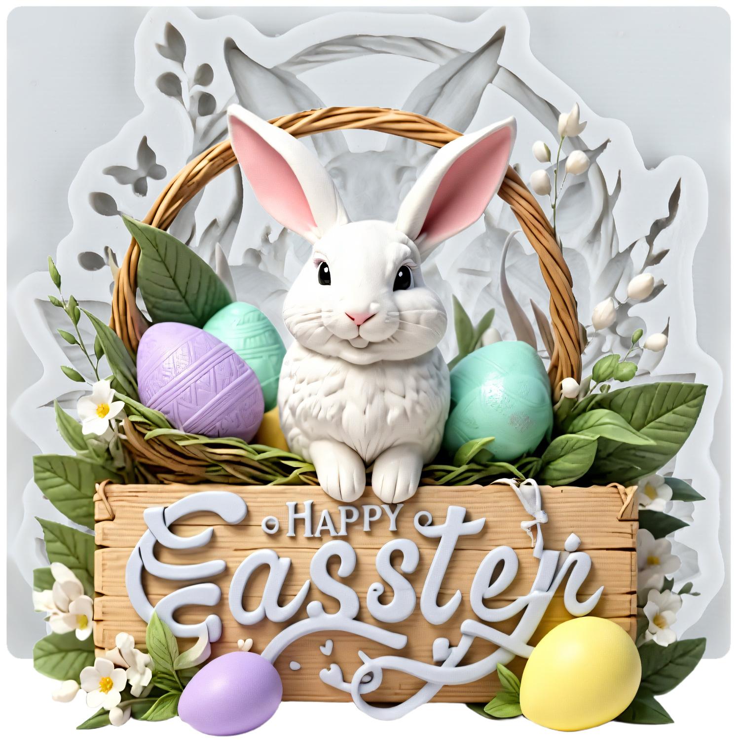 

Rabbit Silicone Molds Easter Bunny Fondant Mold Cake Decorating Tools Cupcake Topper Candy Chocolate Gumpaste Mold серый