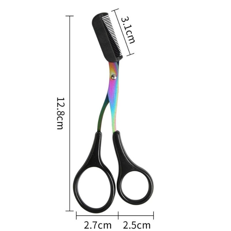 Beauty Trimmer Stainless Steel Eyebrow Scissors with Comb for Personal Care Portable Non Slip Professional Makeup Tool Scissors