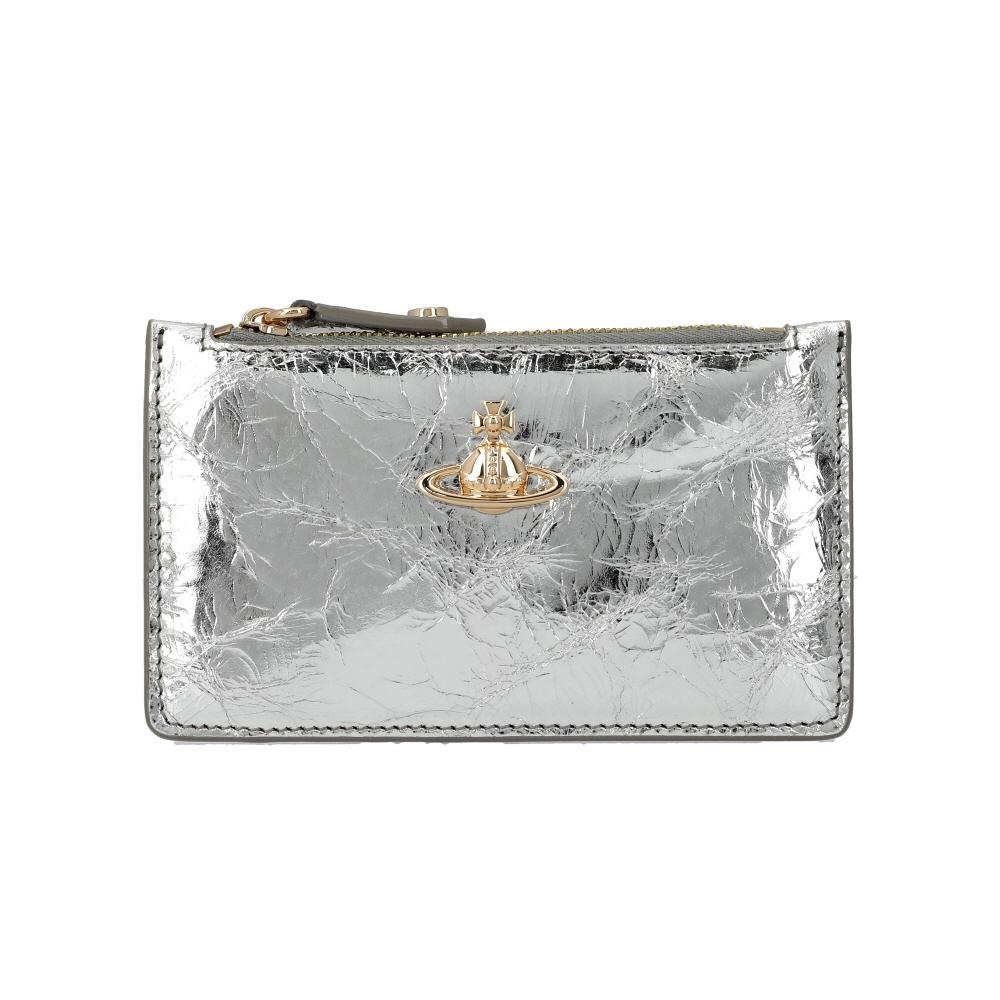 Vivienne Westwood Metallic Crinkle Slim Long Zipper Card Wallet 54020004w L00a7 Q401