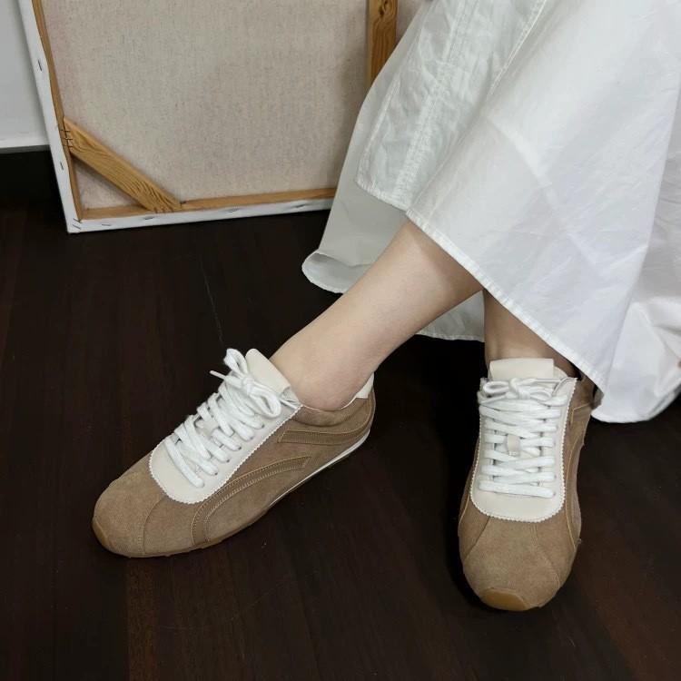Sheepskin version~ retro casual sports shoes flat bottom round head lace-up German training shoes women's 2025 spring and autumn versatile Forrest Gu