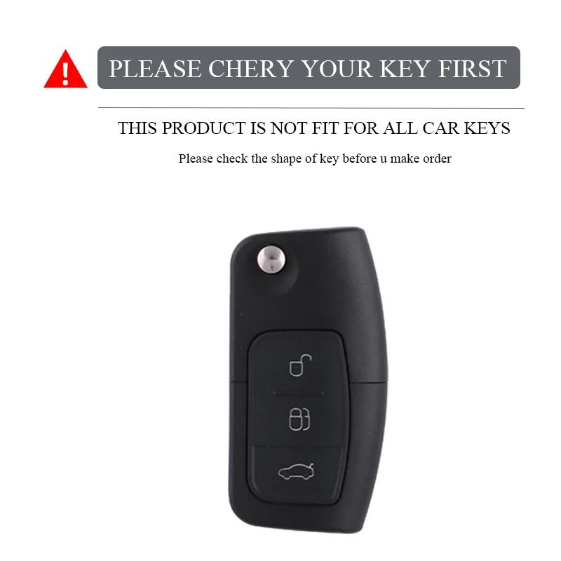 Abs Carbon Fiber Car Key Cases Cover Fob For Ford Fiesta Focus 2 C-Max Ecosport S-Max Fusion Mondeo Remote Control Case Keychain