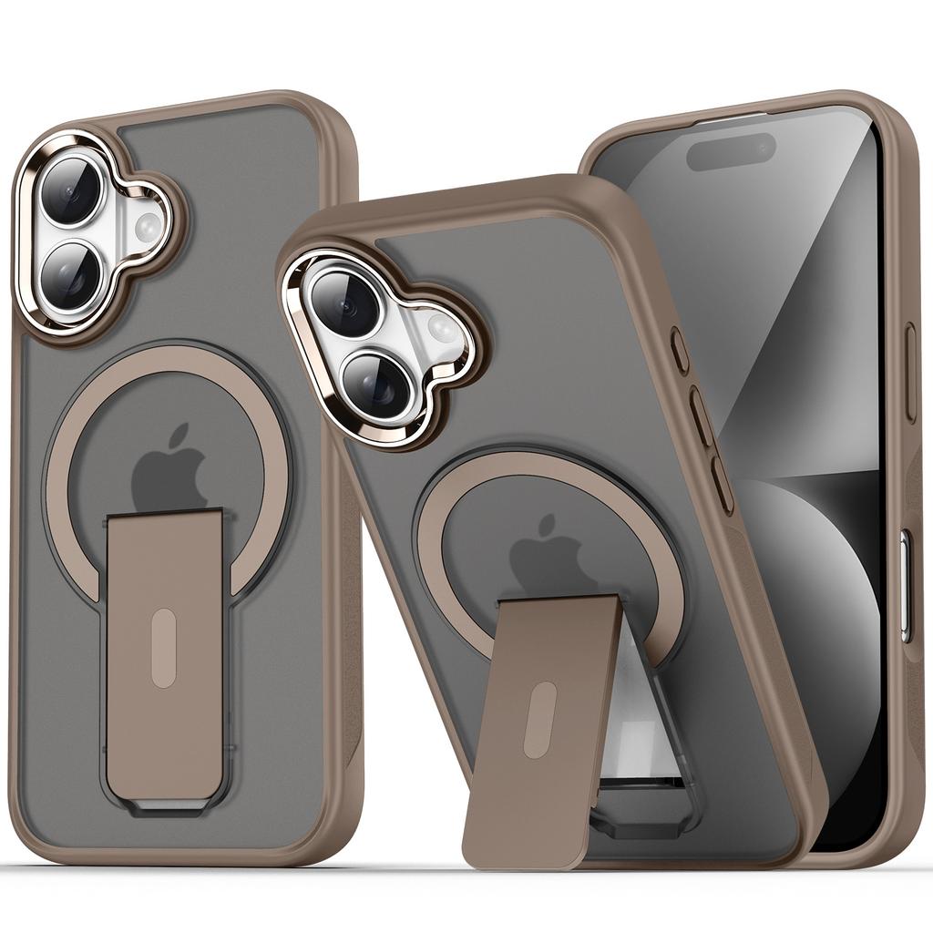 Suitable for Apple 16Promax Phone Cases, IPhone 13/14/15 Metal Lenses, Skin-feel Magnetic Sound-absorbing Stand