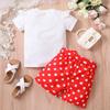 Girls' Summer Two-Piece Set: Short Sleeve Top & Shorts, Casual Sport Style, Lightweight and Printed for Kids and Babies.