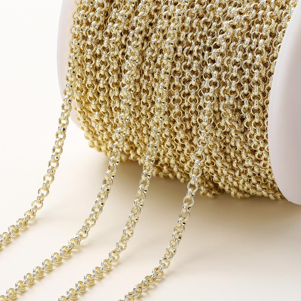 1Meters/Roll 4mm 14K 18K Gold Plated Brass Cross Link Chains Jewelry Making Bulk Chains For DIY Handmade Craft Accessories