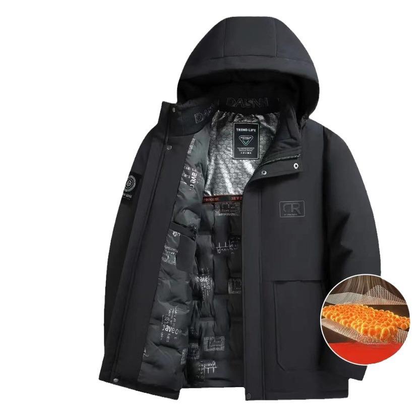 

Осенние и зимние хлопковые пальто, бархатные и утолщенные хлопковые пальто со съемными капюшонами, мужская одежда для пап среднего и пожилого возраста 5XL