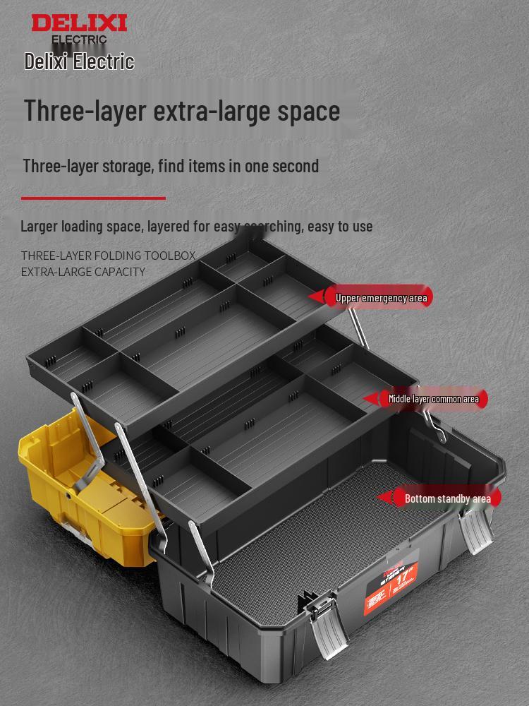 Delixi Industrial-Grade Multi-Functional Electrician Tool Box