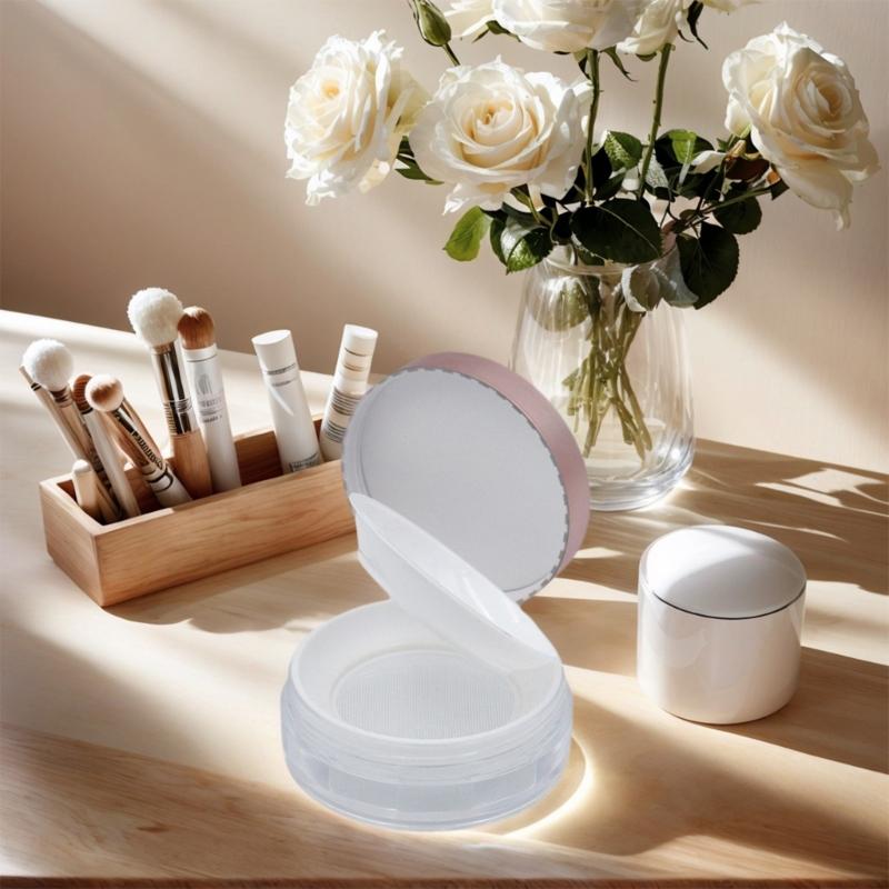 Loose Powder Containers,Reusable Empty Makeup Powder Case with Elasticated Net Sifter for Setting Powder,Face Powder