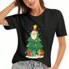 Weihnachts-Lebkuchen Unisex Baumwoll-T-Shirt, Premium-Baumwoll-Druck, Langlebig, Lässig Und Modisch, Mit Weihnachtsmann, Weihnachtsbaum, Lebkuchen