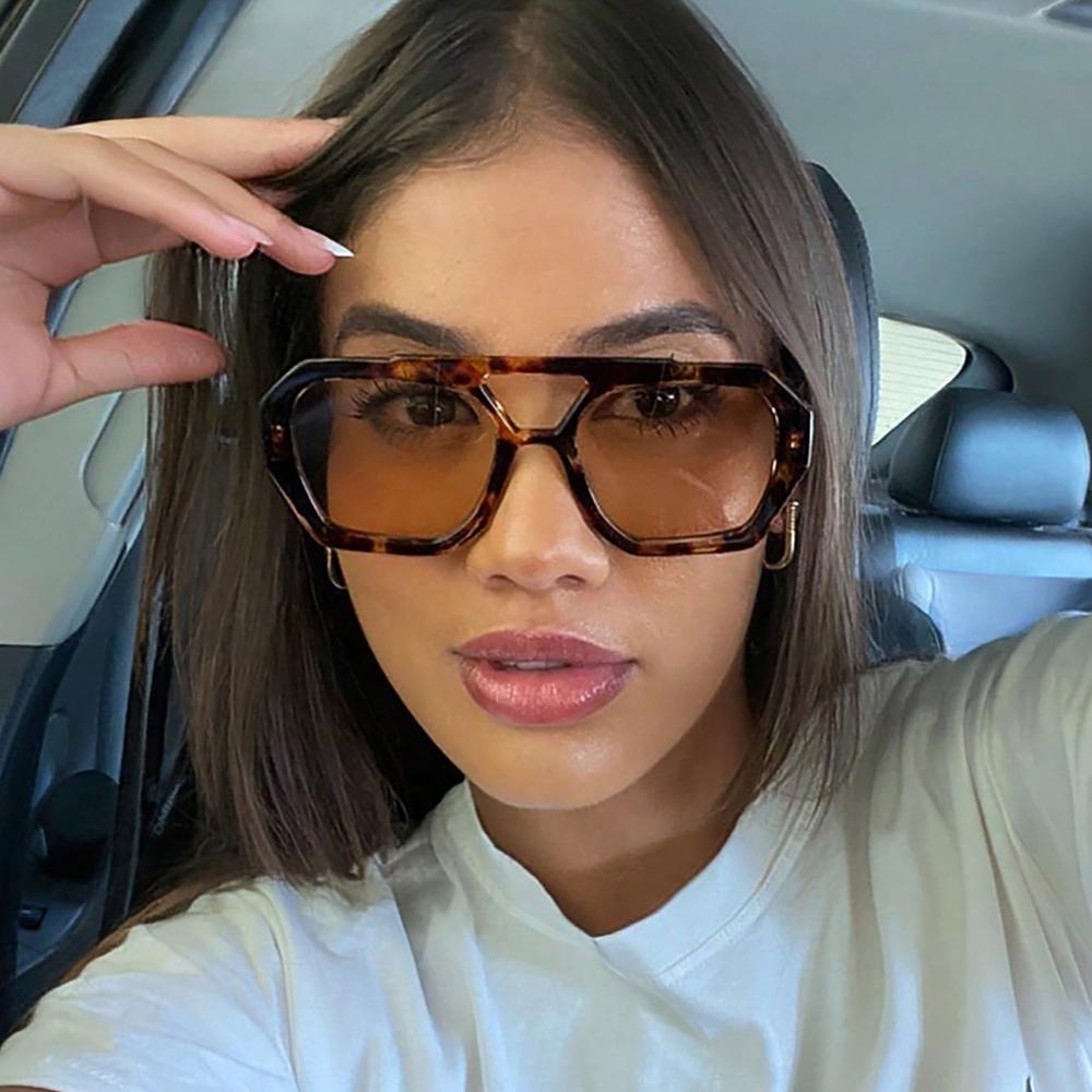 Fashion Double Bridge Sunglasses Women Men Trendy Polygonal Small Frame Sunshade Glasses Female Travel Beach Party Decor Eyewear