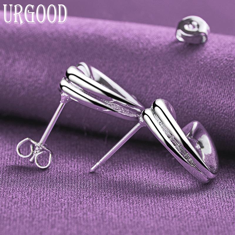 925 Sterling Silver Heart Shaped Earrings Gift Fashion Jewelry