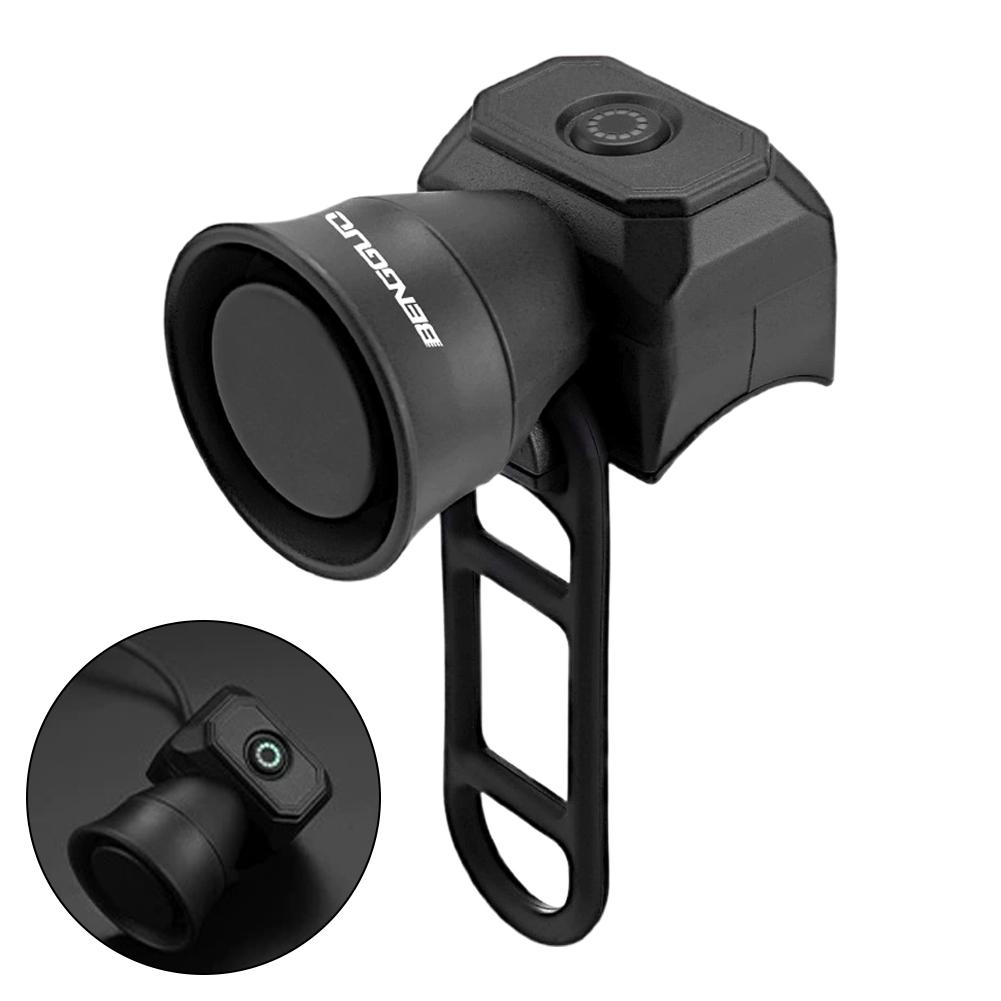 Rechargeable Electric Bike Horn 120dB Loud Bicycle Bell IPX6 Waterproof 5 Sound Modes Quick Mount for MTB Road Bike Scooter