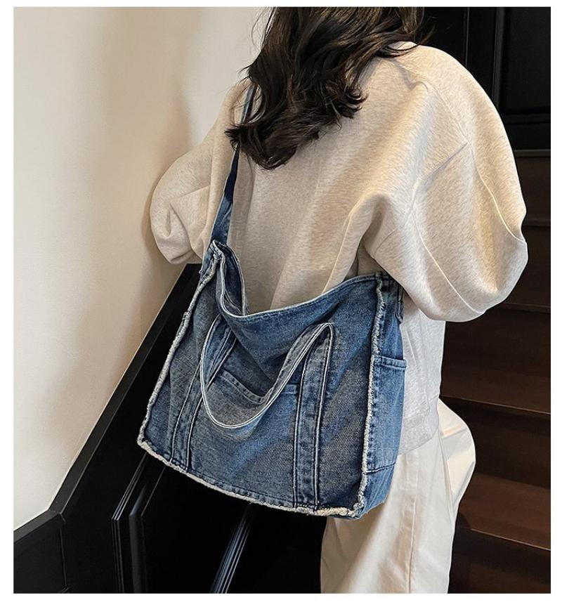 Ins Japanese Harajuku Girl Shoulder Messenger Bag Female Korean Retro Casual Versatile Handbag Denim Bag