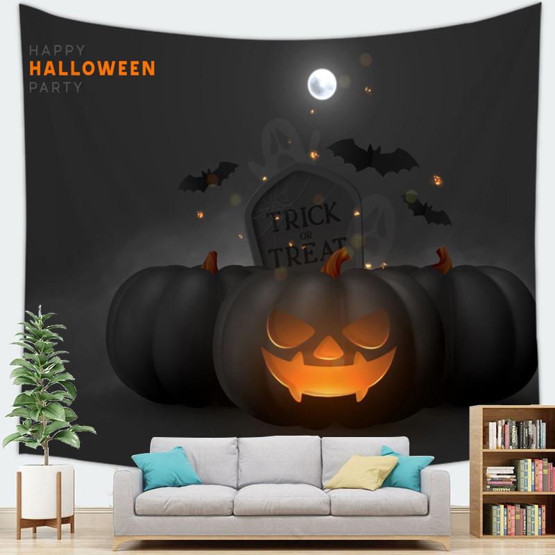 Home Decor Happy Halloween Tapestry Wall Hanging Devil Pumpkin Skull Decor Tapestry Party Tapestry 230x180cm Tapiz