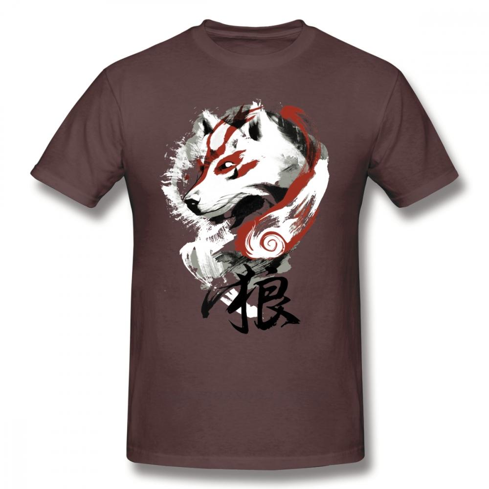 Okami T Shirt Wolf TShirt Graphic Tee Shirt Awesome 100 Cotton Short Sleeve Male Classic Tshirt Guys Punk Designer Streetwear