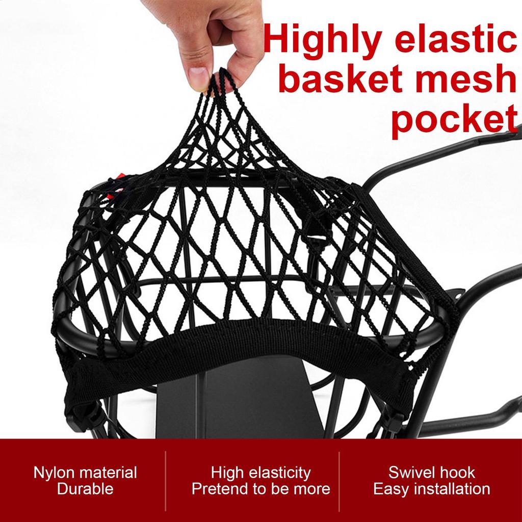 Polyester High Elastic Cargo Net with 4 Adjustable Hooks 360 Degree Rotatable Easy Installation Motorcycle Net for Cargo Storage