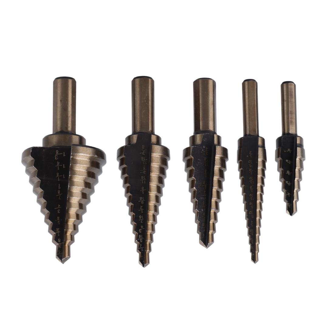 Set 5 buc Burghiu treaptă 316 la 1?Burghie Conice din Carbură de 38 Inch pentru Lemn Metal Plastic
