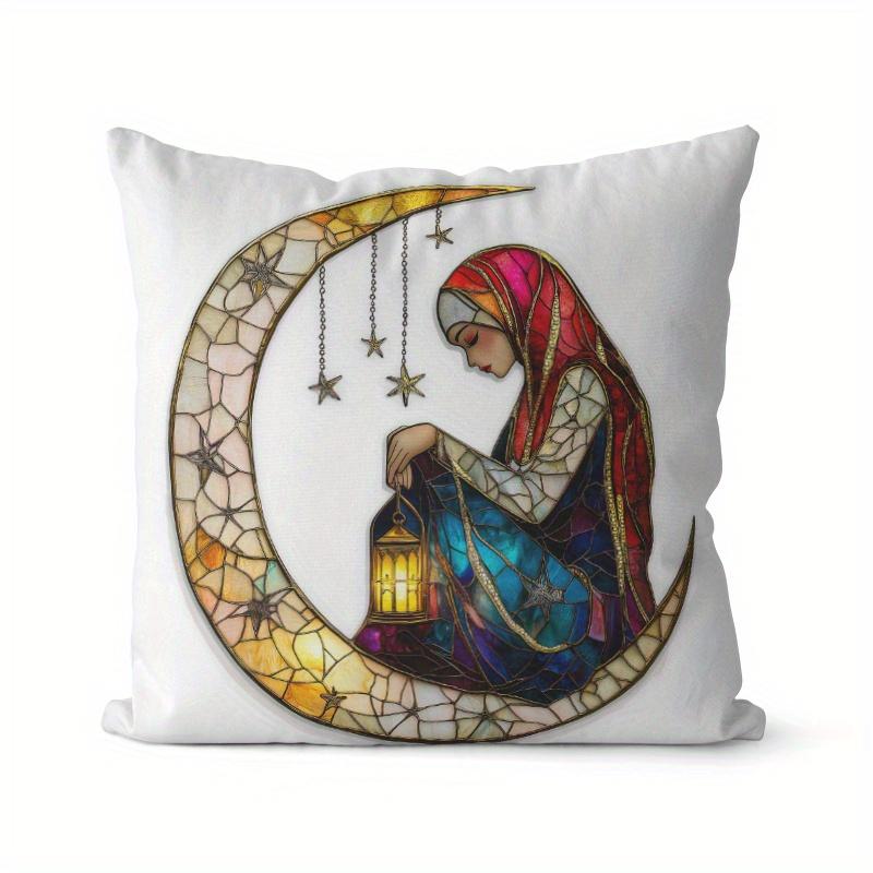 Home Decor Stained Glass Style Islamic Pattern Cushion Covers Pattern Cushion Cover Suitable For Sofa Bedroom Car Pillow Cover