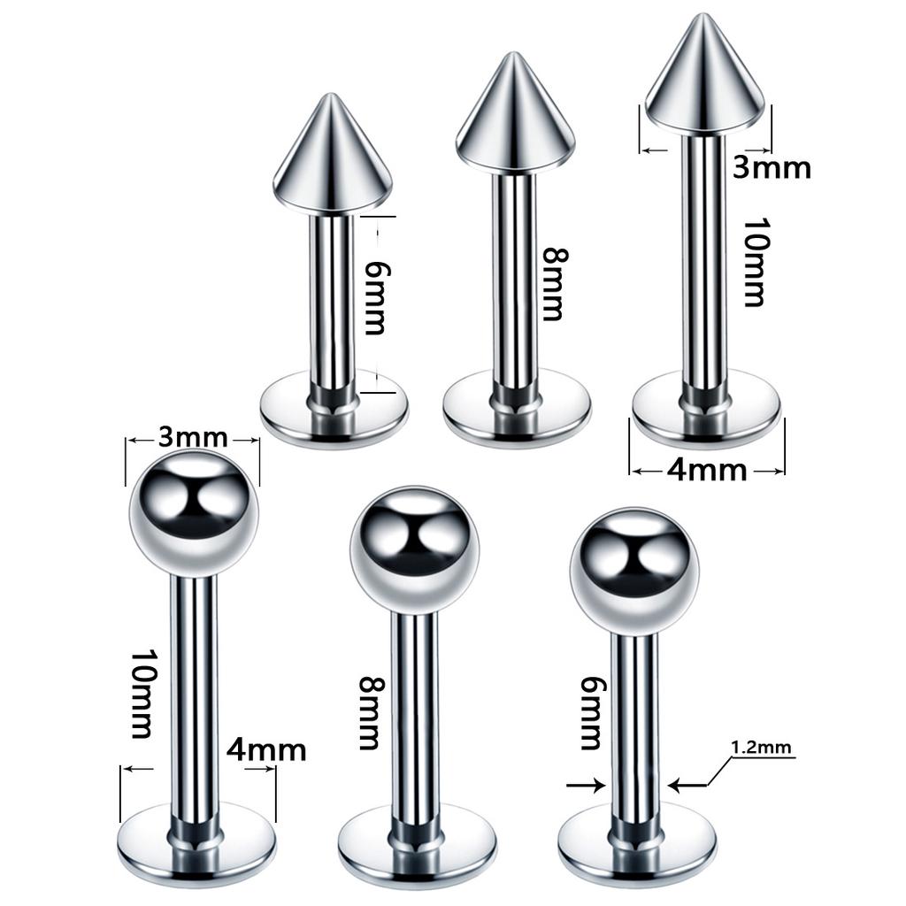 40Pcs Stainless Steel Nose Stud Lip Stud Set Nose Ring Earrings Piercing Jewelry