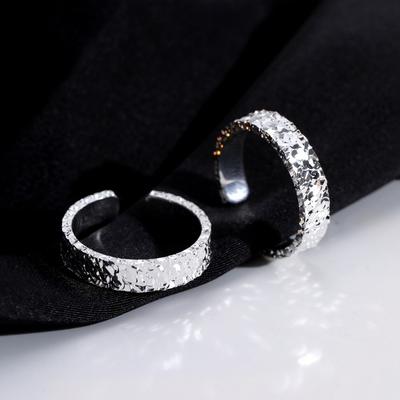 PONYKISS  Sterling Silver Minimalist Geometric Opening Rings for Women Classic Shining Fine  Light Luxury Accessories