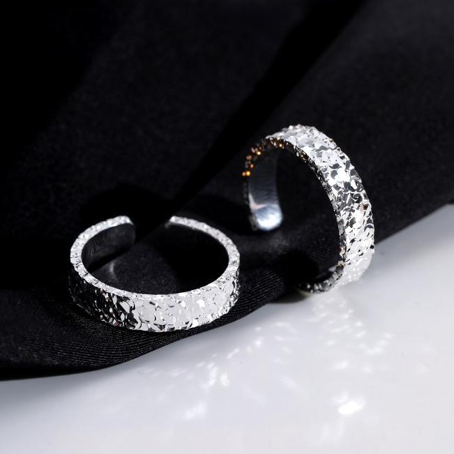 PONYKISS Sterling Silver Minimalist Geometric Opening Rings for Women Classic Shining Fine Light Luxury Accessories