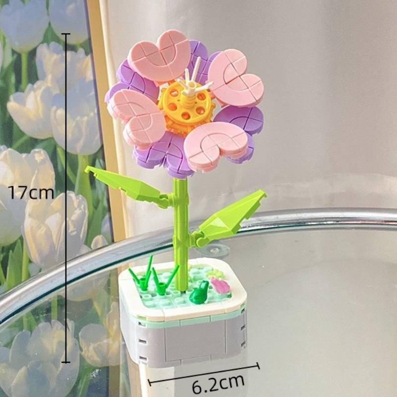 Sunflower Rose Lotus Lily Of The Valley Hyacinth Flowerpot Building Gift Blocks