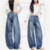 Early Spring Full Star Rhinestone Oversized Saber Cut Loose Wide Leg Banana Scythe Denim Pants For Women Casual Pants Oversize Denim Trousers