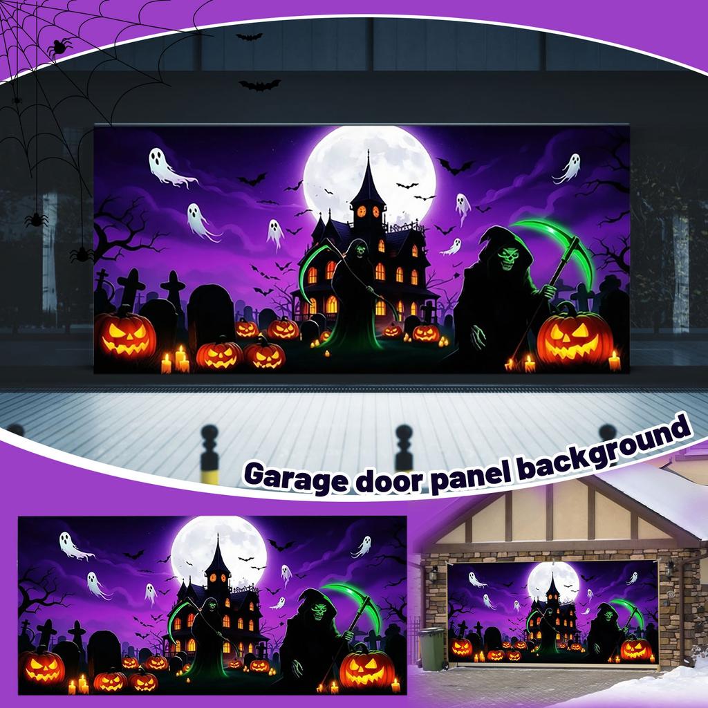 Halloween Flag with Pumpkin and House Design, Decoration for Outdoor Yard, Polyester