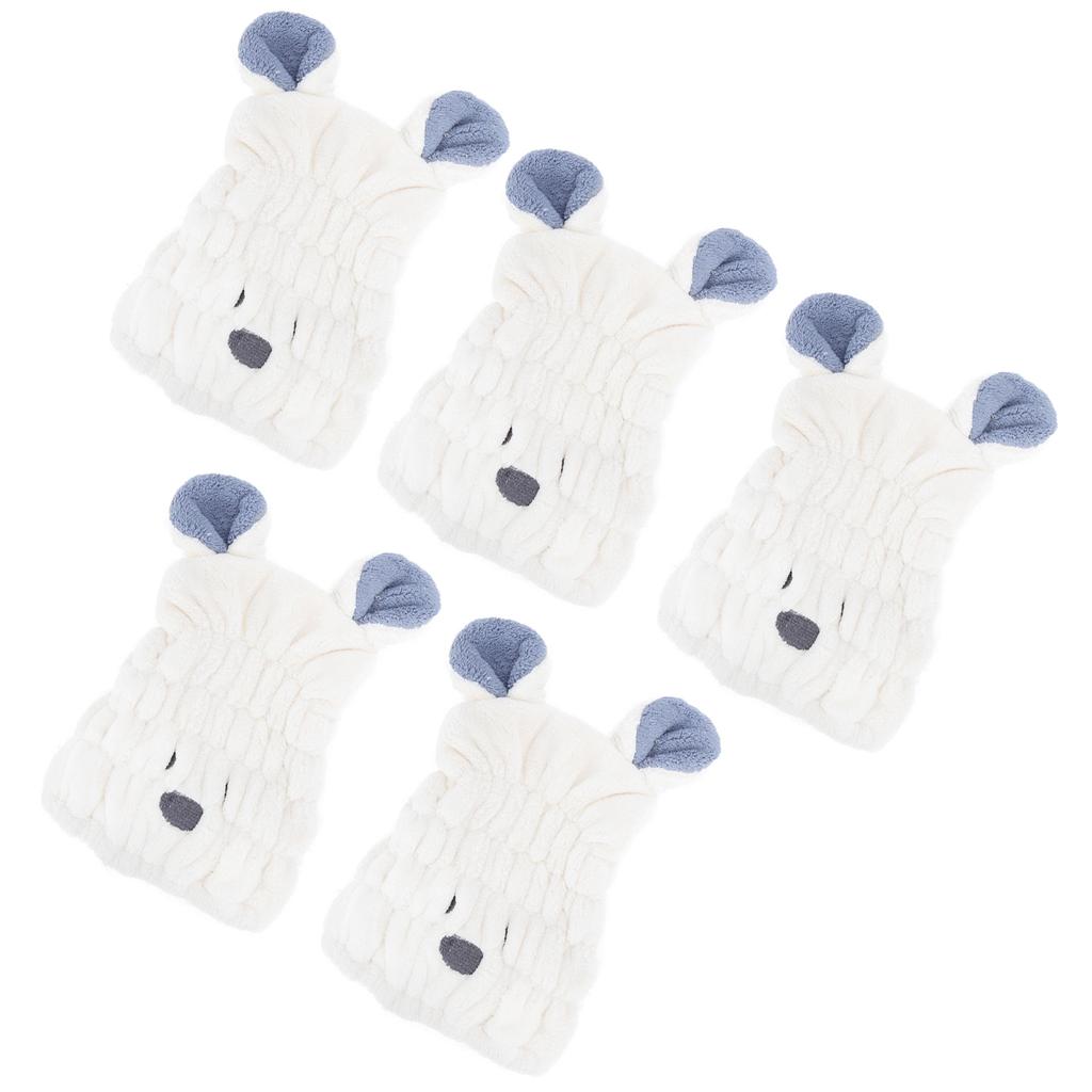 5 Stück Haartrockenhandtuch Kappe Korallenfleece Badehaarhut Cartoon Niedliche Ohrenform für Kinder