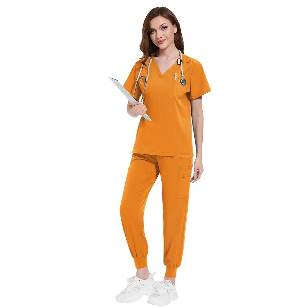 Quick-Dry Stretch Fabric Medical Uniform Women Scrub Nursing Set Doctor Nurse Outfit Pediatric Surgery Uniform Nurse Accessories